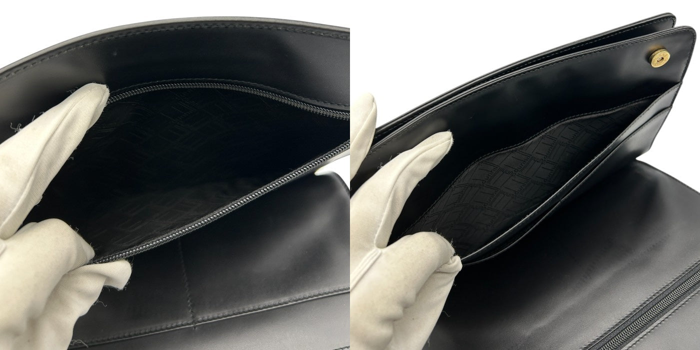 dunhill ダンヒル セカンドバッグ レザー ブラック クラッチバッグ 鞄 本革 メンズ 中古 W４