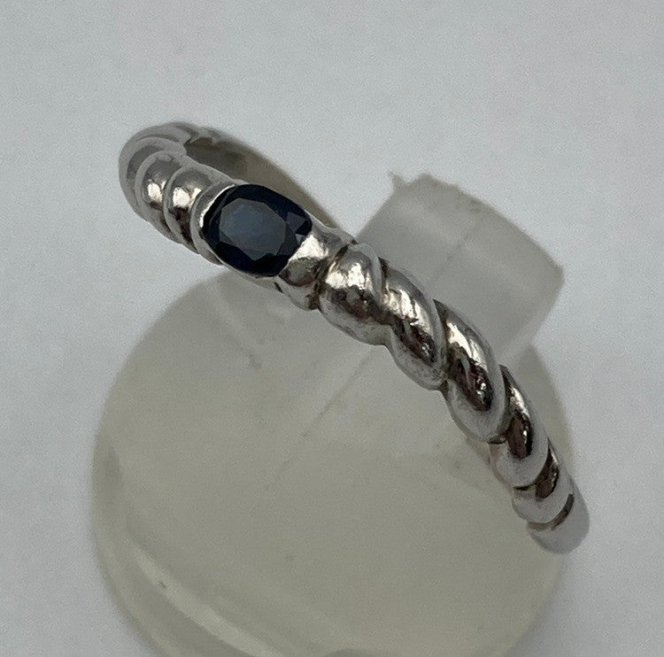 Pt900 青石0.21ct デザインリング 22号 中古 D4