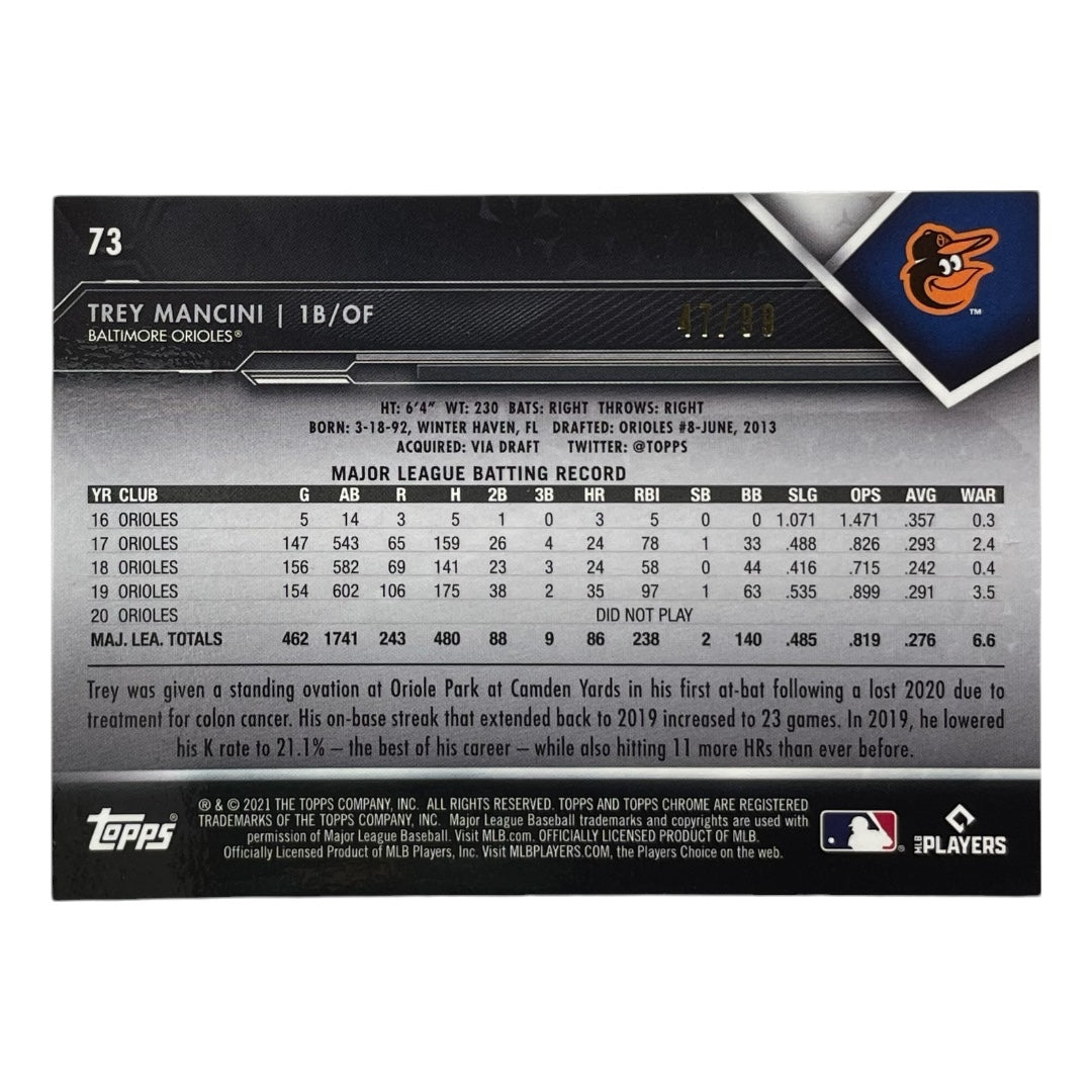 TOPPS MLBカード CHROME TREY MANCINI BALTIMORE ORIOLES /99 #73 中古 IT2