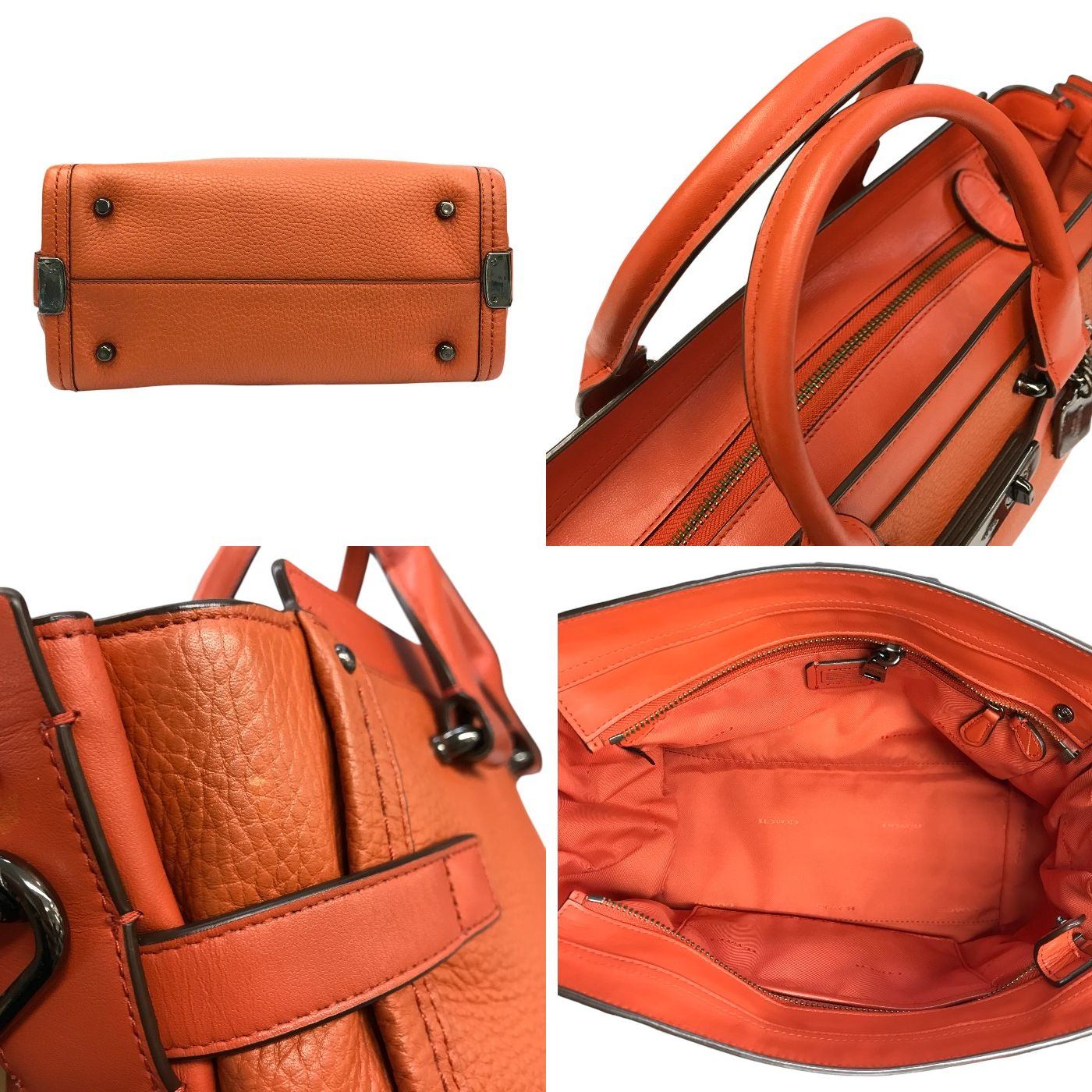 COACH コーチ スワッガー 27 キャリーオール ハンドバッグ レディース 2way ショルダー 斜め掛け オレンジ 34816 中古 T1