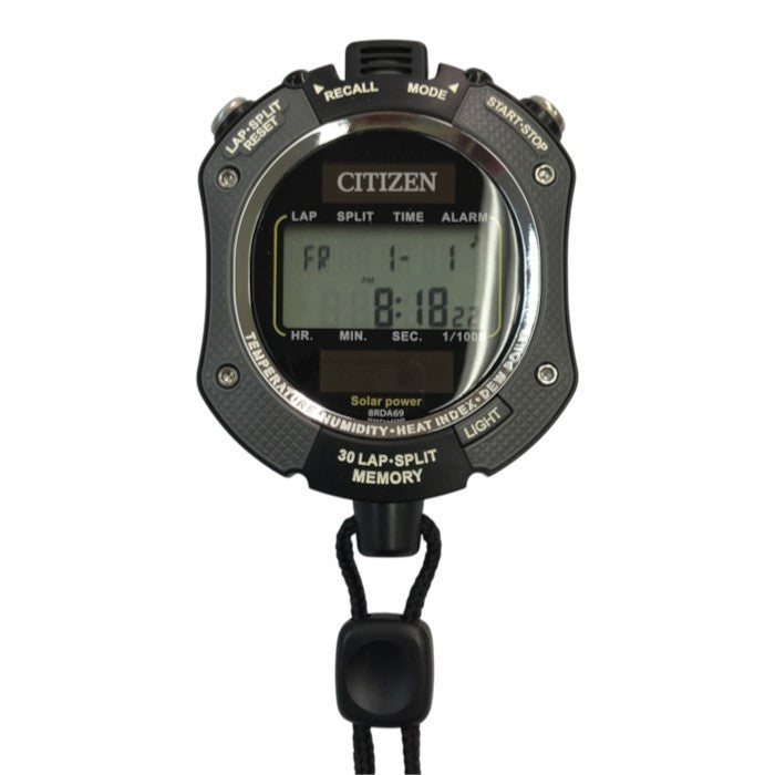 CITIZEN シチズン ストップウォッチ グレー 防滴 ソーラー電源併用 バックライト アラーム 8RDA69-008 中古 T1