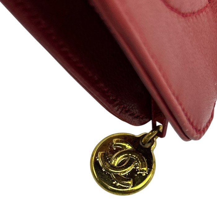 CHANEL シャネル ラムスキン ココマーク ポーチ レッド ブランド レディース 小物入れ 赤 かわいい 中古 W1