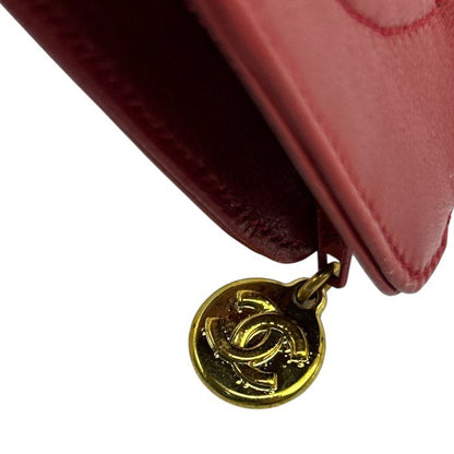 CHANEL シャネル ラムスキン ココマーク ポーチ レッド ブランド レディース 小物入れ 赤 かわいい 中古 W1