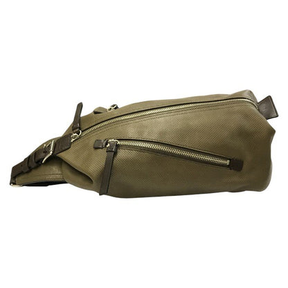 COACH コーチ トンプソン ボディバッグ メンズ パンチング レザー スリングバッグ カーキ 70716 中古 T1