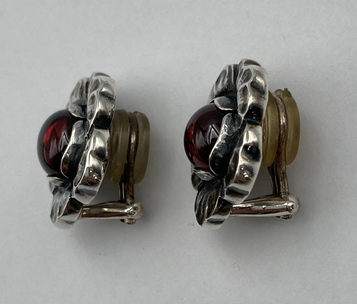 GEORG JENSEN ジョージジェンセン 2002年 ヘリテージ イヤーイヤリング SV925 ガーネット 中古 D4