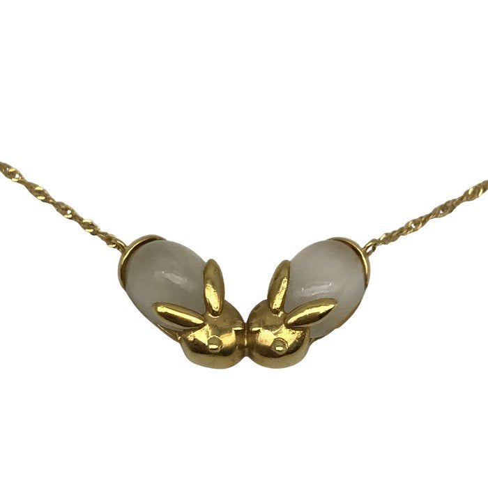 K18 ネックレス レディース スクリューチェーン ウサギモチーフ 乳白色 石付き ゴールド 40cm 中古 T1