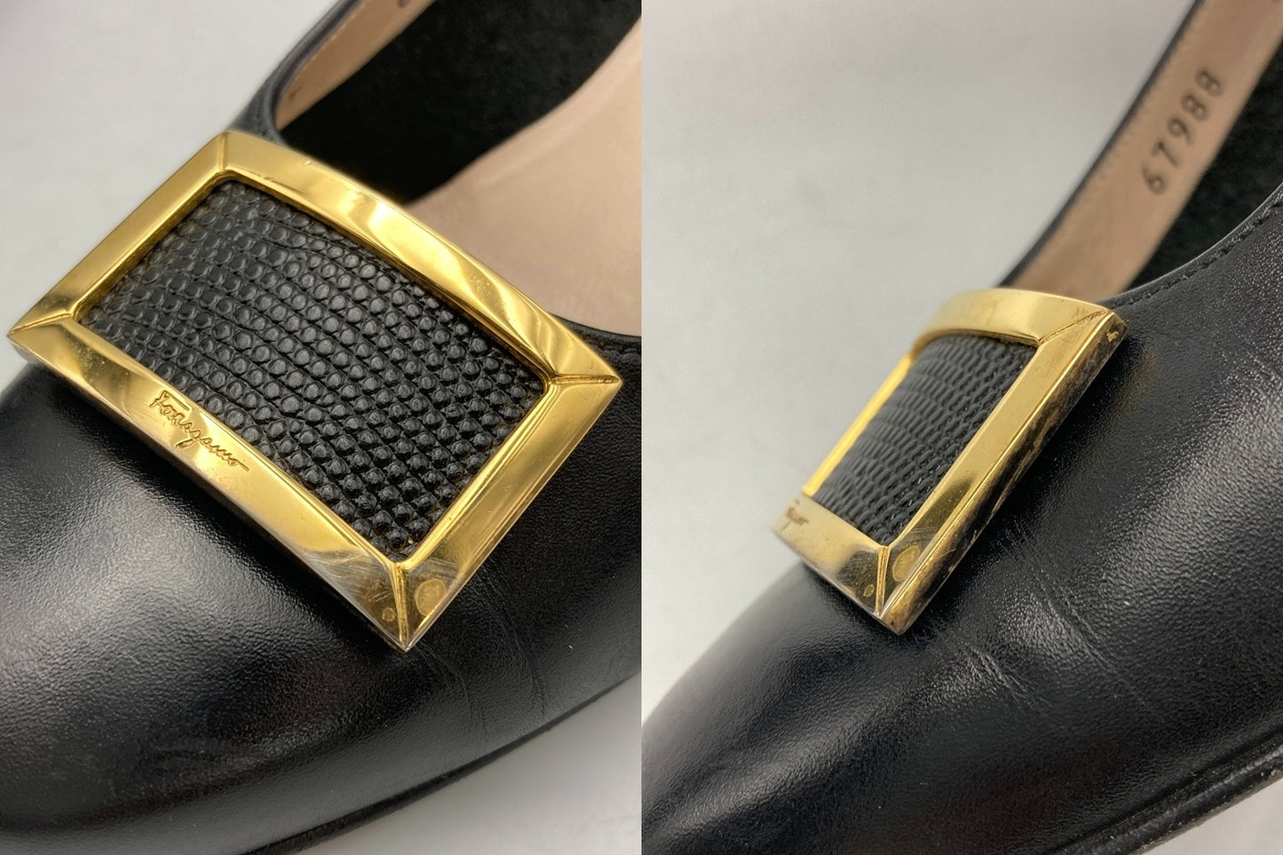 Salvatore Ferragamo サルヴァトーレフェラガモ レザー パンプス ブラック サイズ6 中古 D4
