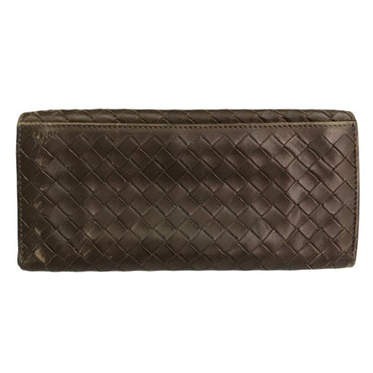 BOTTEGA VENETA ボッテガヴェネタ 長財布 メンズ イントレチャート 二つ折り レザー 小銭入れなし 札入れ ブラウン 中古 T1
