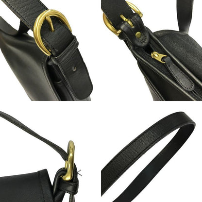 COACH コーチ ショルダーバッグ ユニセックス レザー シンプル フラップ 斜め掛け 男女兼用 オールド ブラック 4150 中古 T1