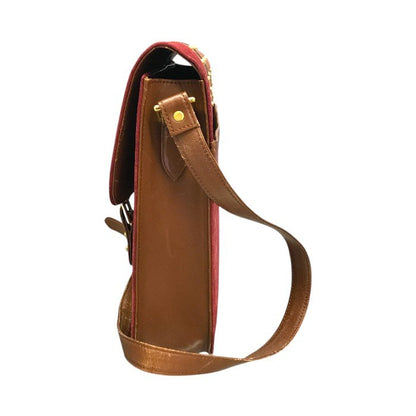 YVES SAINT LAURENT イヴサンローラン ショルダーバッグ ユニセックス スウェード スエード ヴィンテージ 斜め掛け メッセンジャー スタッズ レッド/ブラウン系 中古 T1