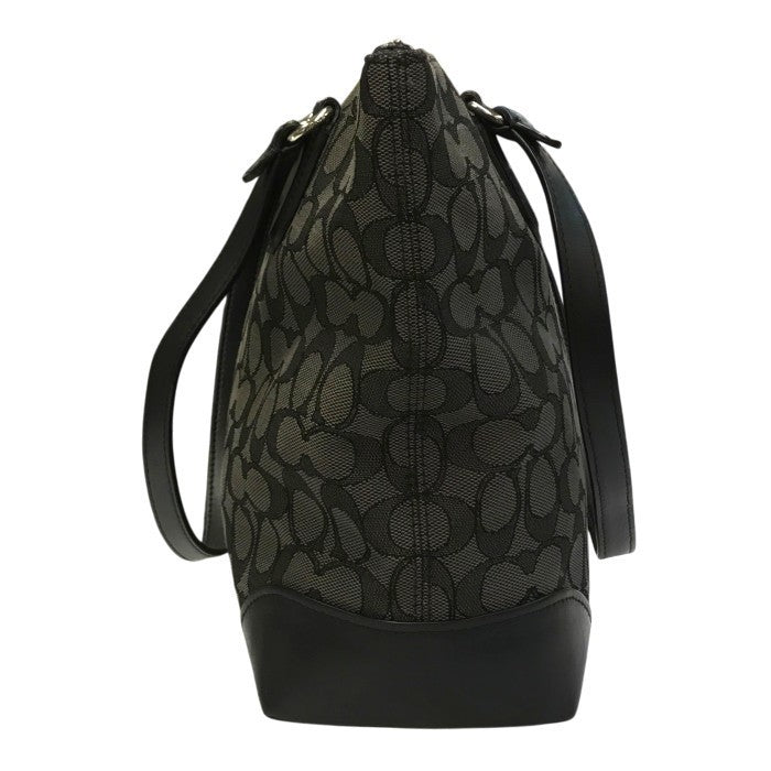 COACH コーチ シグネチャー トートバッグ レディース キャンバス/レザー ハンドバッグ A4収納可 グレー/ブラック F29958 中古 T1