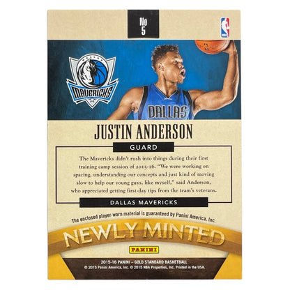PANINI NBAカード GOLD STANDARD JUSTIN ANDERSON MAVERICKS /15 #5 中古 IT2