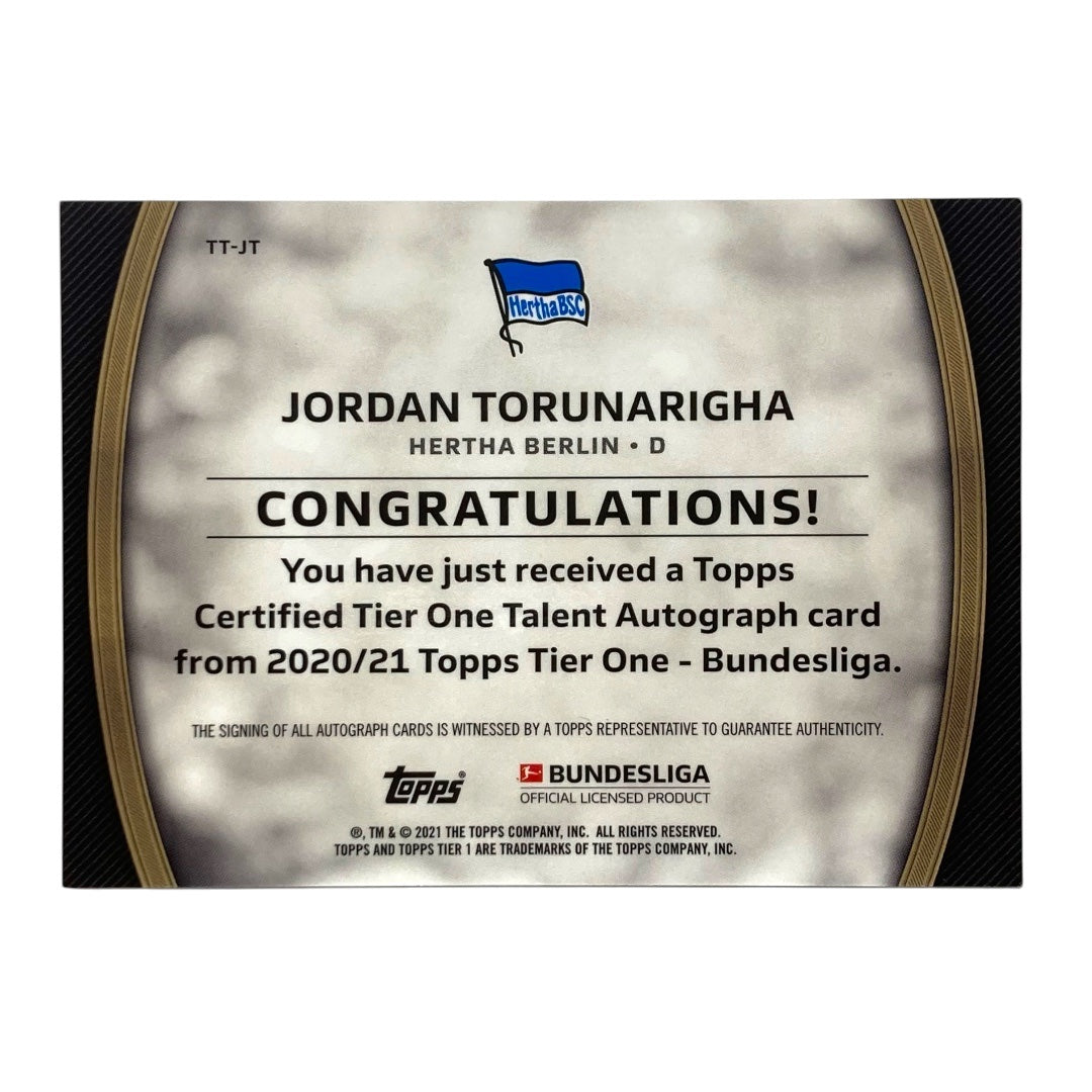 TOPPS サッカーカード TIER ONE JORDAN TORUNARIGHA HERTHA 01/10 #TT-JT 中古 IT2