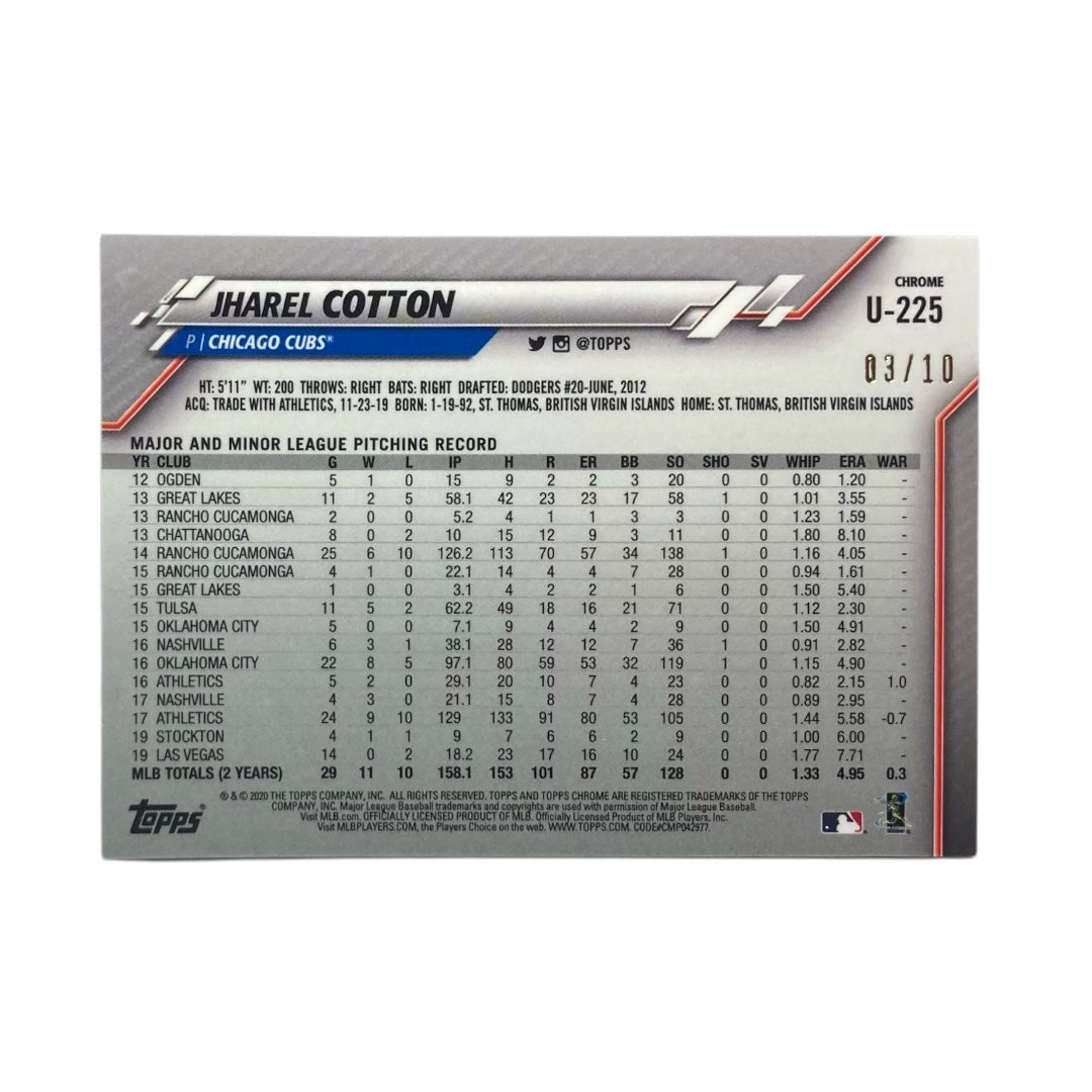 TOPPS MLBカード CHROME JHAREL COTTON CHICAGO CUBS /10 #U-225 中古 IT2