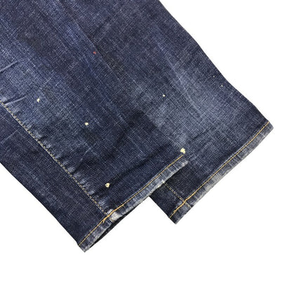 DSQUARED2 ディースクエアード デニムパンツ メンズ ジーンズ ボタンフライ ダメージ加工 インディゴブルー 48サイズ S74LB0871 S30342 中古 T1