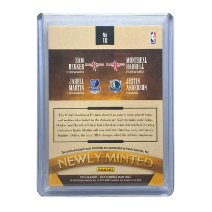 PANINI NBAカード GOLD STANDARD SAM DEKKER MONTREZL HARRELL JARELL MARTIN JUSTIN ANDERSON ROCKETS GRIZZLIES MAVERICKS /25 #10 中古 IT2