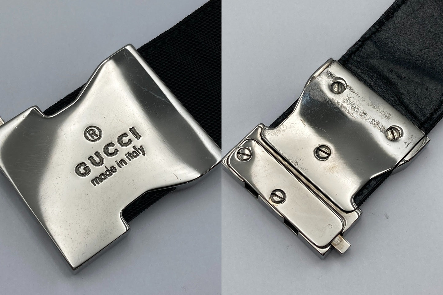 GUCCI グッチ ナイロン レザー ベルト 中古 D4