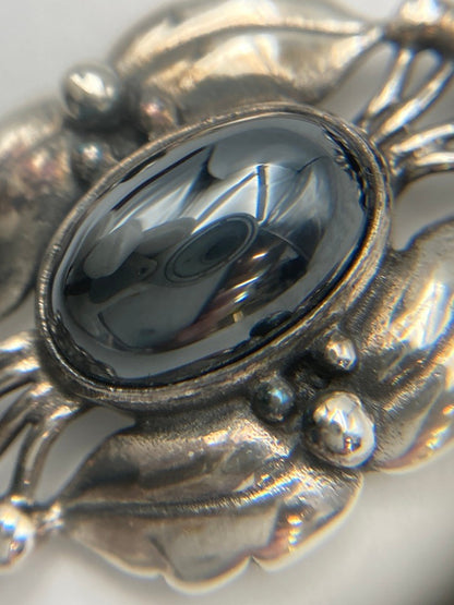 GEORG JENSEN ジョージジェンセン 2000年 ヘリテージ イヤーネックレス SV925 ヘマタイト 中古 D4