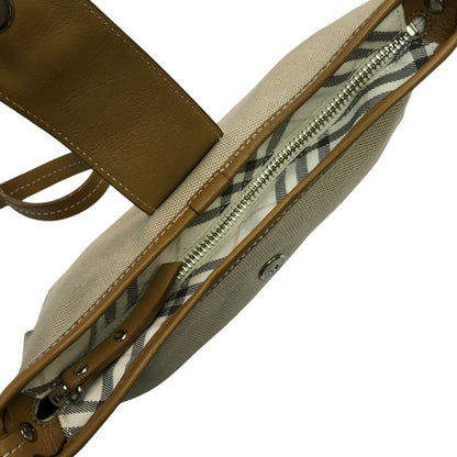 BURBERRY BLUE LABEL バーバリー ブルーレーベル ショルダーバッグ レディース コットン/レザー キャンバス 斜め掛け チェック柄 ベージュ ZA428-502-41 中古 T1