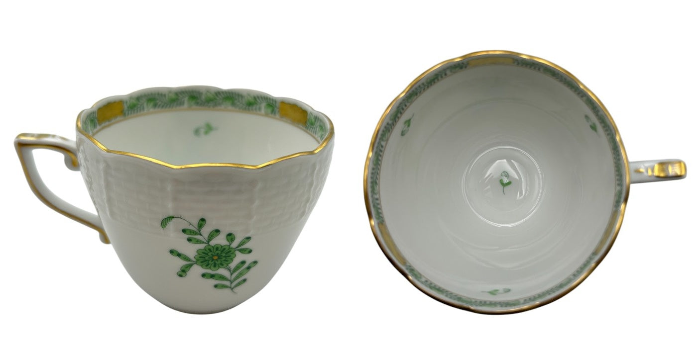 HEREND ヘレンド アポニーグリーン カップ&ソーサー 洋食器 ブランド おしゃれ 紅茶 1客 中古 W４