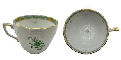 HEREND ヘレンド アポニーグリーン カップ&ソーサー 洋食器 ブランド おしゃれ 紅茶 1客 中古 W４