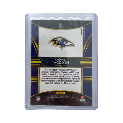 PANINI NFLカード SELECT PREMIER LEVEL PRIZM LAMAR JACKSON BALTIMORE RAVENS #136 中古 IT1