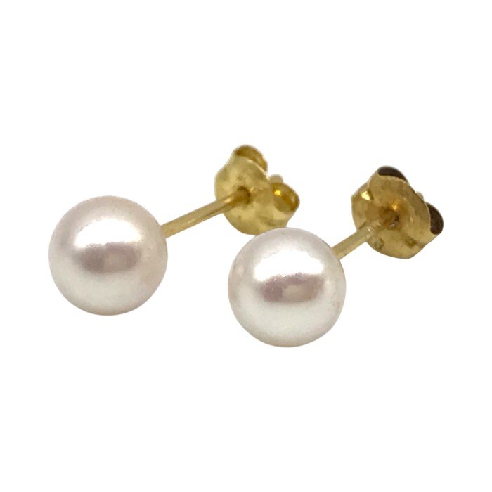 K18 パール ピアス レディース スタッド シンプル イエローゴールド 中古 T1