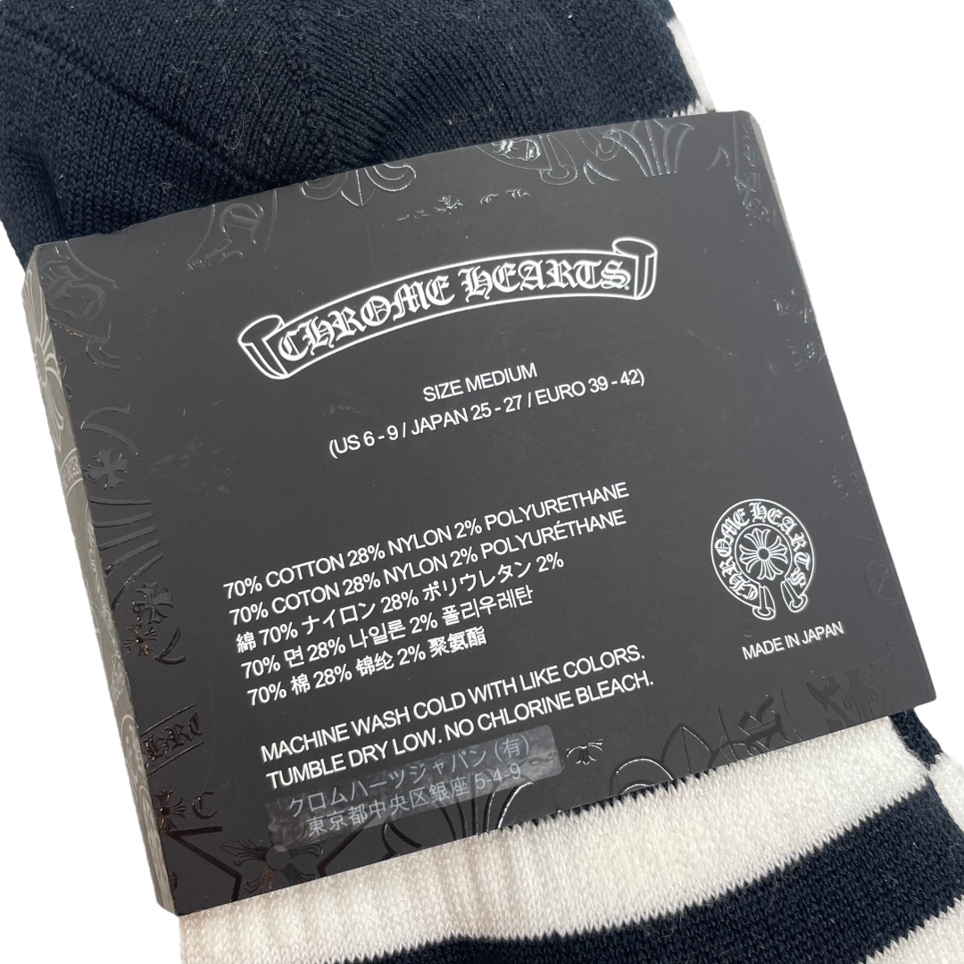 未使用品 CHROME HEARTS クロムハーツ 靴下 メンズ 3点セット ボーダー M 25-27cm 中古 IT1