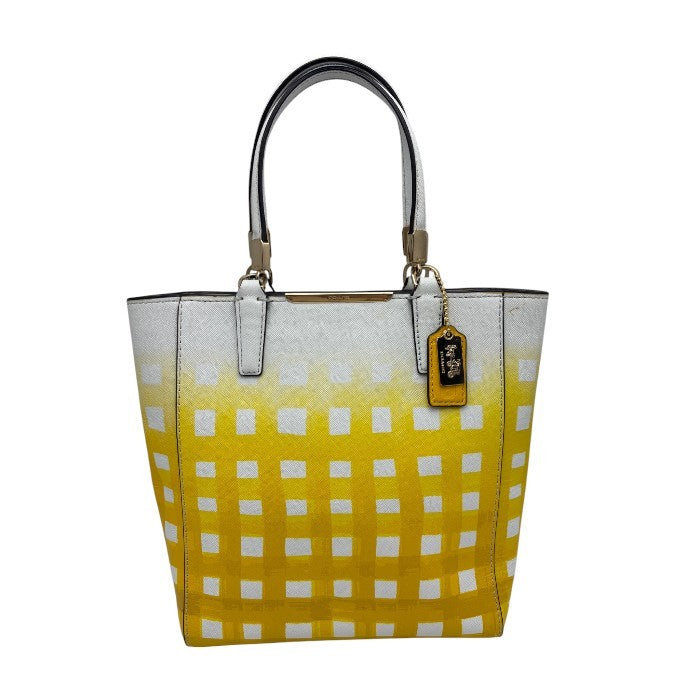 COACH コーチ トートバッグ 30136 鞄 ブランド ギンガムチェック チェック柄 イエロー レディース 中古 W４