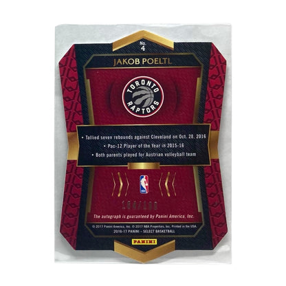PANINI NBAカード SELECT DIE CUT JAKOB POELTL TORONTO RAPTORS /199 #4 中古 IT2