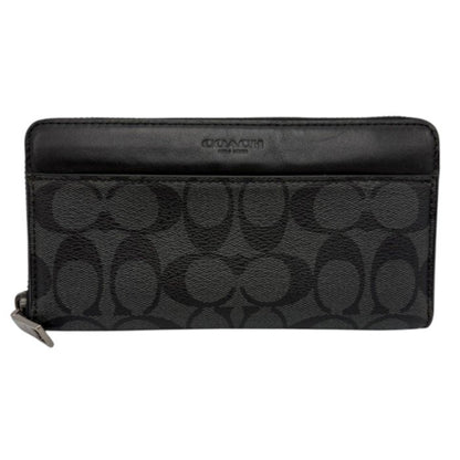 COACH コーチ ラウンドファスナー 長財布 F75000 ブランド メンズ レディース ブラック 中古 W４