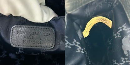 HUNTING WORLD ハンティングワールド ハンドバッグ 鞄 丸ハンドル ブランド レザー キャンバス 中古 W４