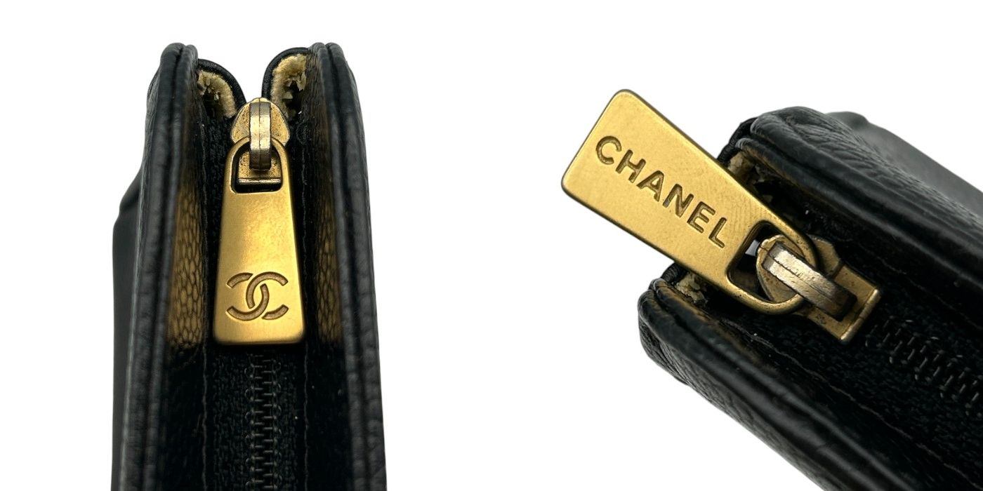 CHANEL シャネル ココマーク キャビアスキン ポーチ ブラック 小物入れ ミニ 小さめ レディース ブランド 中古 W1