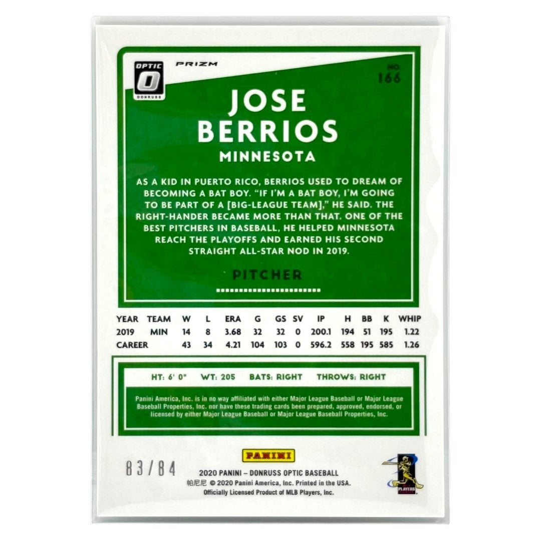 PANINI MLBカード DONRUSS OPTIC PRIZM JOSE BERRIOS MINNESOTA TWINS /84 #166 中古 IT1