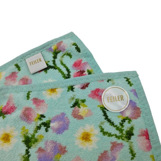 【未使用品】 FEILER フェイラー スウィートスイートピー グリーン ゲストタオル 中古 H４