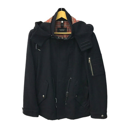 BURBERRY バーバリー ブラックレーベル ウールコート メンズ 冬 BLACK LABEL フード取り外し可 ブラック Mサイズ D1F30-628-28 中古 T1