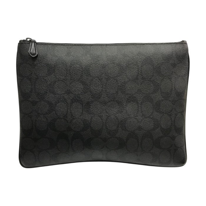COACH コーチ クラッチバッグ メンズ PVCシグネチャー セカンドバッグ カード収納 ブラック F25520 中古 T1