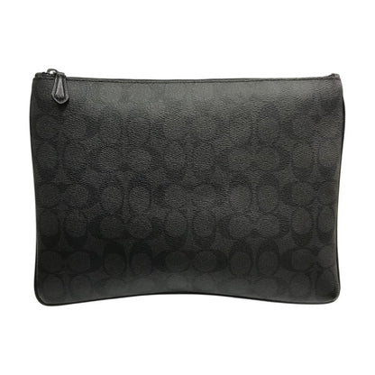 COACH コーチ クラッチバッグ メンズ PVCシグネチャー セカンドバッグ カード収納 ブラック F25520 中古 T1