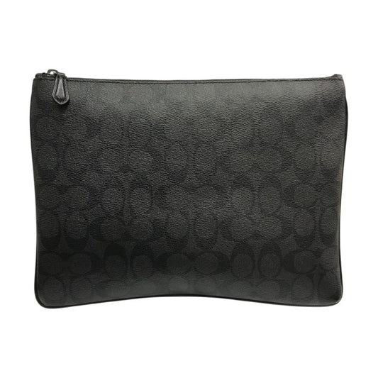 COACH コーチ クラッチバッグ メンズ PVCシグネチャー セカンドバッグ カード収納 ブラック F25520 中古 T1