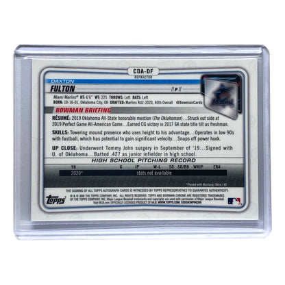 TOPPS MLBカード BOWMAN CHROME DAXTON FULTON MARLINS 193/499 #CDA-DF 中古 IT2