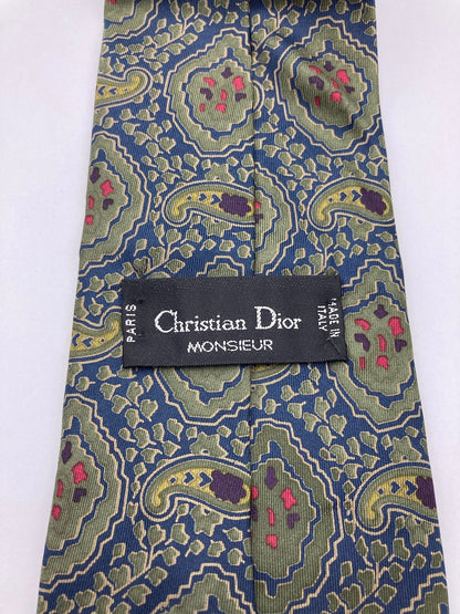 Christian Dior MONSIEUR クリスチャンディオール ムッシュ ペイズリー柄 ネクタイ シルク100％ 中古 D4
