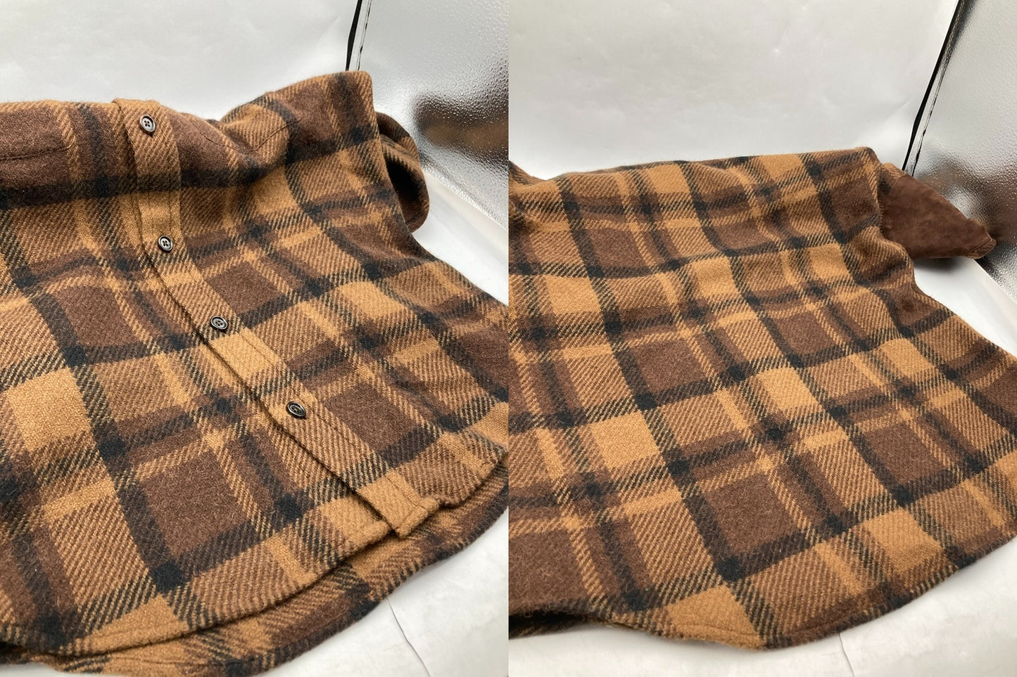 RALPH LAUREN ラルフローレン パープルレーベル キャメルヘア チェックシャツ サイズXS メンズ 中古 D4