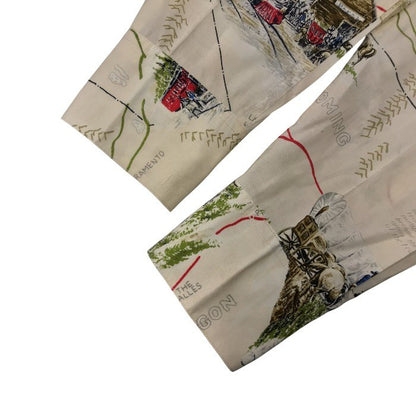 Papas パパス シャツ メンズ 柄シャツ 長袖 ベージュ 48 Mサイズ 中古 N1