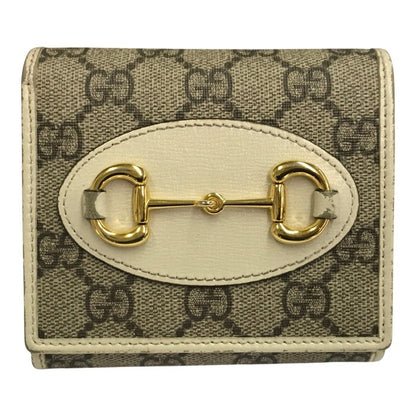 GUCCI グッチ GGスプリーム 財布 レディース 二つ折り ホースビット コンパクト ベージュ/ホワイト 621891 中古 T1