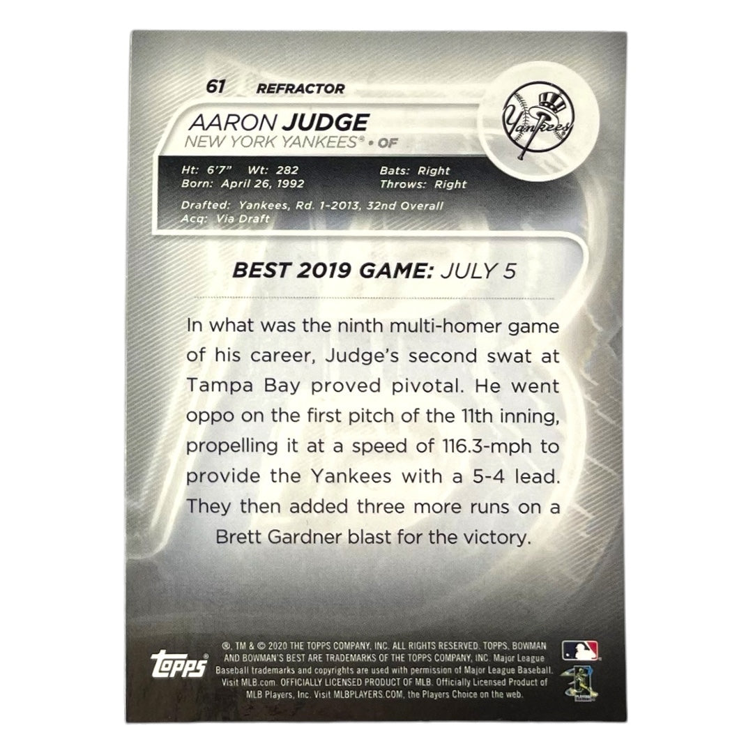 TOPPS MLBカード BOWMAN'S BEST AARON JUDGE NEW YORK YANKEES #61 中古 IT2