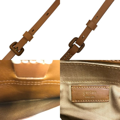 genten ゲンテン ヌオーバ ショルダーバッグ ユニセックス レザー サドルベルト コンパクト 横型 斜め掛け ブラウン 中古 T1