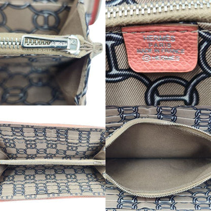 HERMES エルメス アザップロングシルクイン エプソン 長財布 レディース ラウンドジップ フラミンゴ ファスナー 中古 T1