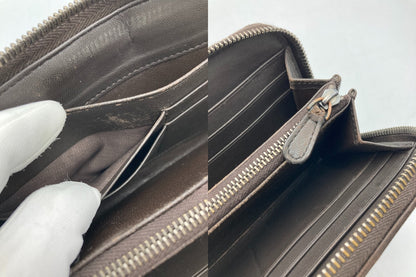 BOTTEGA VENETA ボッテガヴェネタ イントレチャート ラウンドファスナー長財布 中古 D4