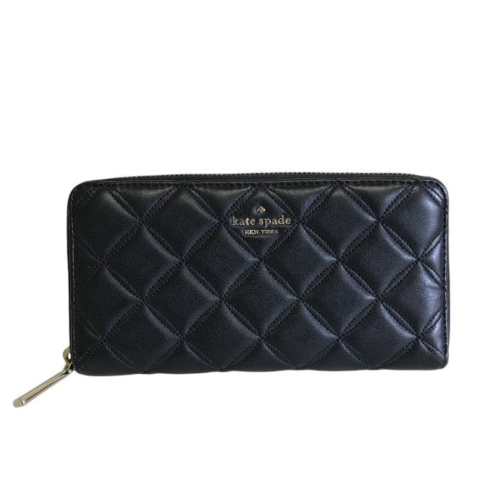 KATE SPADE ケイトスペード 長財布 レディース WLRU6340 001 ブラック レザー 札入れ カード入れ 小銭入れ 中古 W1