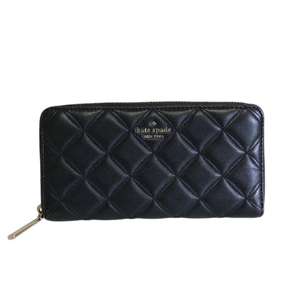 KATE SPADE ケイトスペード 長財布 レディース WLRU6340 001 ブラック レザー 札入れ カード入れ 小銭入れ 中古 W1